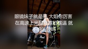 眼镜妹子就是骚 大姐你厉害 在高速上光屁屁露奶露逼 就不怕监控吗